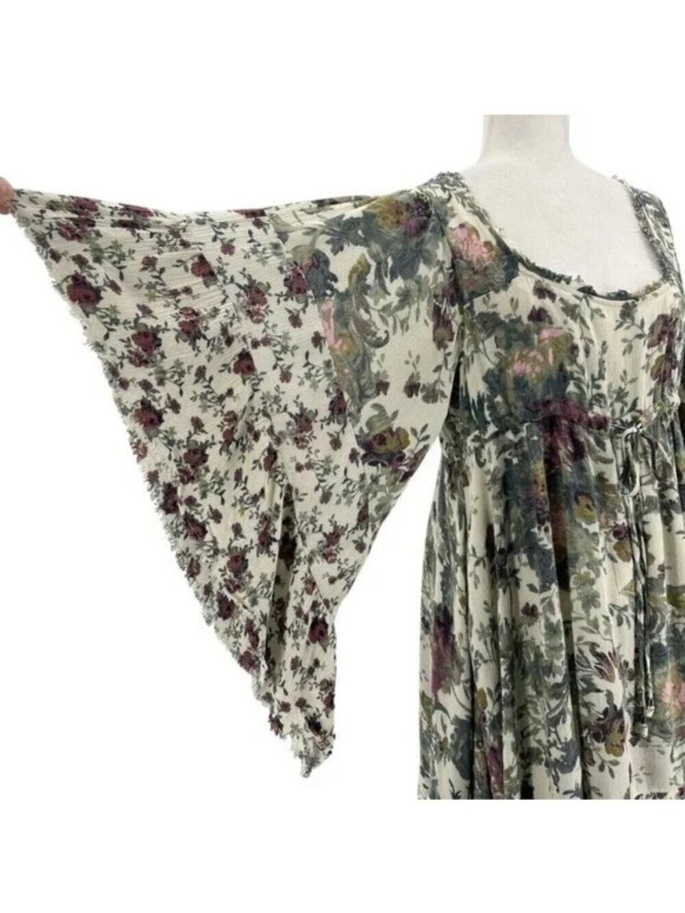 Free People Heart of Gold Ivory Floral Babydoll Mini Dress - Picture 4 of 8